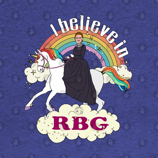 Rainbow I Believe In RBG Ruth Riding Unicorn by meowstudio